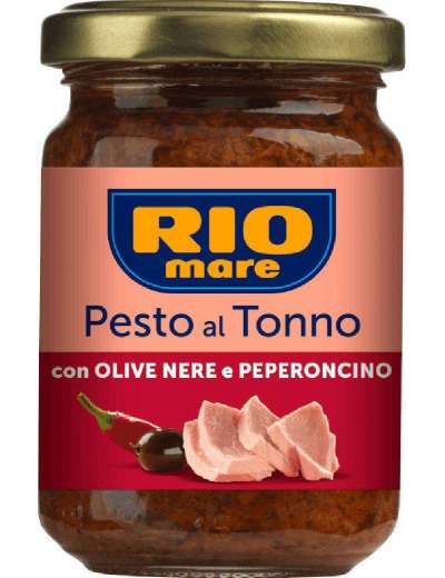 RIO MARE PESTO AL TONNO CON OLIVE NERE E PEPERONCINO GR 130