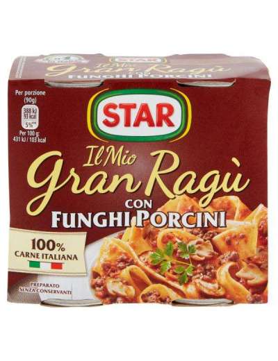 STAR RAGU' FUNGHI PORCINI E CARNE GRAN RAGU' 2X180 GR