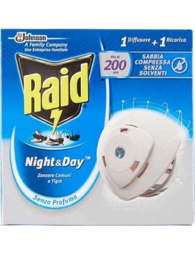 RAID ZANZARE 1 DIFFUSORE BASE + 1 RICARICA NOTTE & GIORNO PZ 1