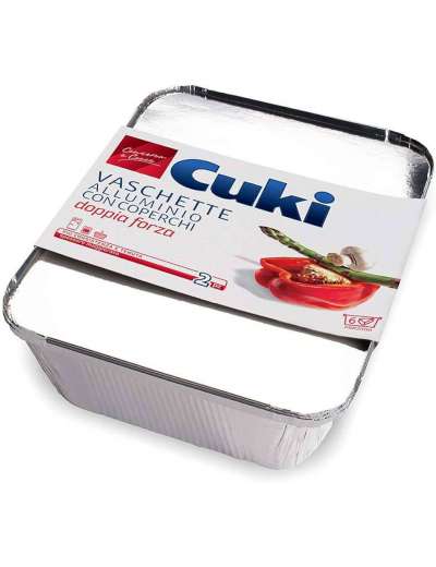 CUKI VASCHETTE ALLUMINIO CON COPERCHI (R91) PER 6 PORZIONI 2 PEZZI LT 2