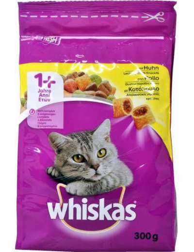 WHISKAS DRY ADULT CROCC POLLO GR 300 SACC