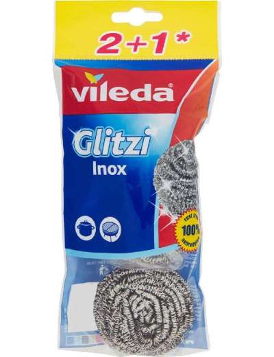 VILEDA SPUGNA SPIRALE GLITZI INOX 2+1