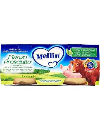 MELLIN 2X80 MANZO E PROSCIUTTO OMOGENEIZZATO GR 160