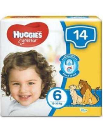 HUGGIES UNISTAR TAGLIA 6 EXTRALARGE 15-30KG PZ 14