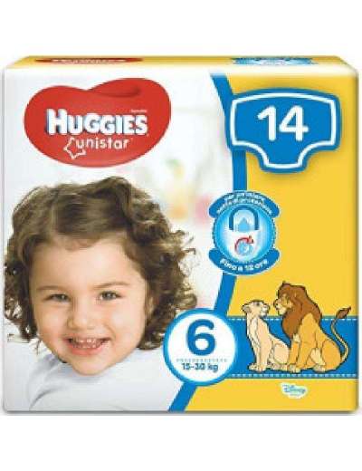 HUGGIES UNISTAR TAGLIA 6 EXTRALARGE 15-30KG PZ 14