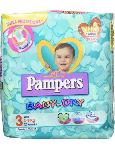 PAMPERS BABY DRY TAGLIA 3 MIDI 4-9KG PZ 20