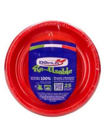 DOPLA PIATTI FRUTTA/DESSERT ROSSI 25PZ