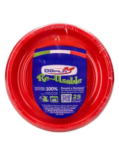 DOPLA PIATTI FRUTTA/DESSERT ROSSI 25PZ