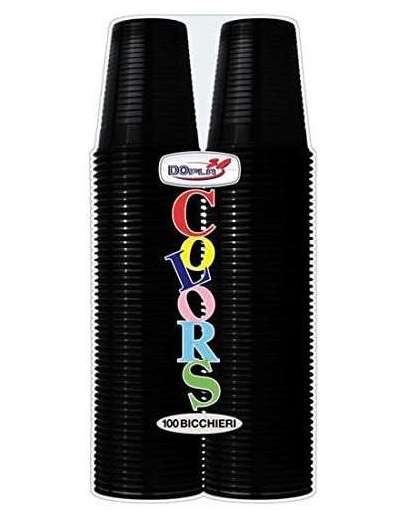 DOPLA BICCHIERI NERI 200CC PZ 100