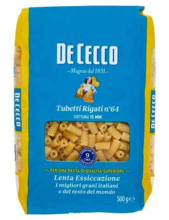 DE CECCO 64 TUBETTI RIGATI GR 500