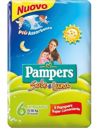 PAMPERS SOLE & LUNA TAGLIA 6 EXTRALARGE 15-30KG PZ 13
