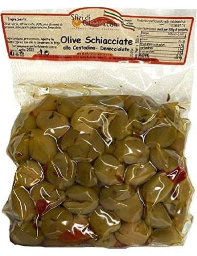 CALABRE' OLIVE VERDI SCHIACCIATE DENOCCIOLATE GR 500