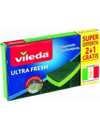 VILEDA ULTRA FRESH SPUGNA ABRASIVA PEZZI 2+1