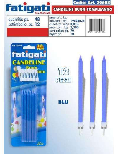 FATIGATI CANDELINE BLU PER COMPLEANNO PZ 12